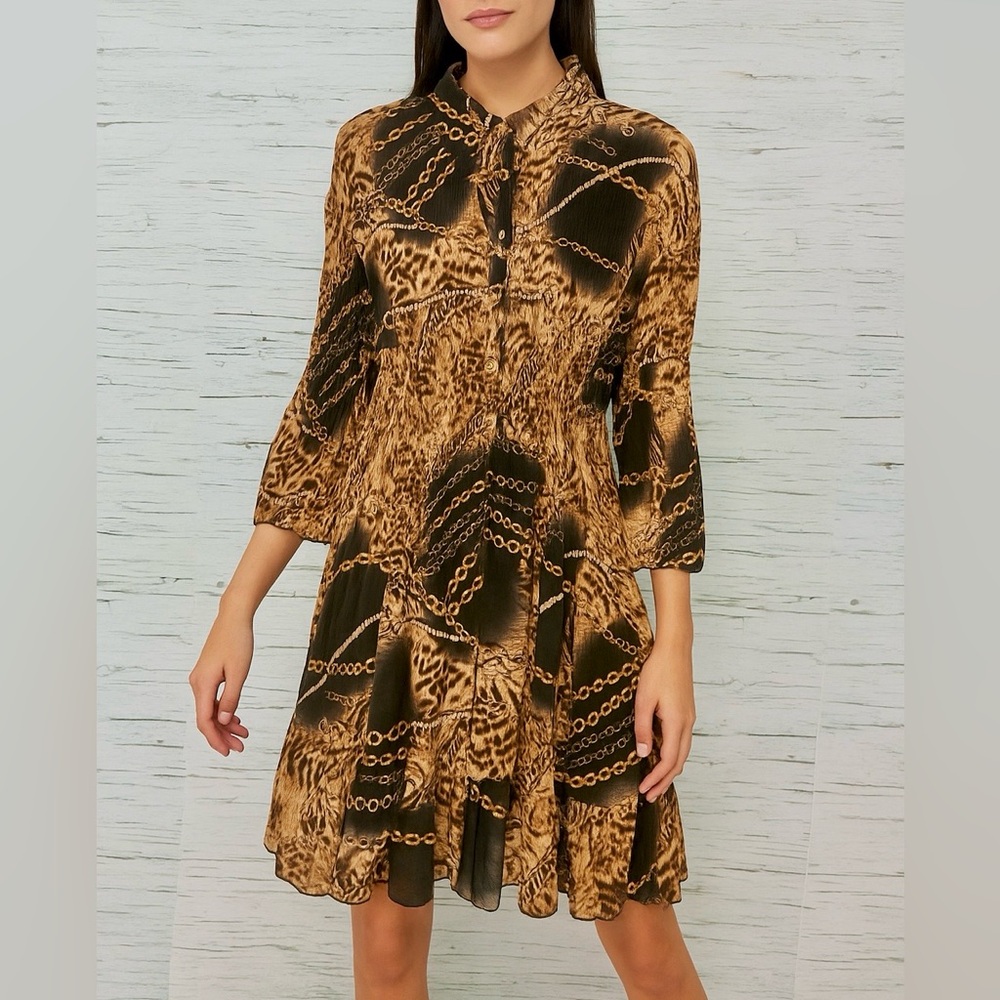 Vintage Animal Print Mini Dress – Shirt Style